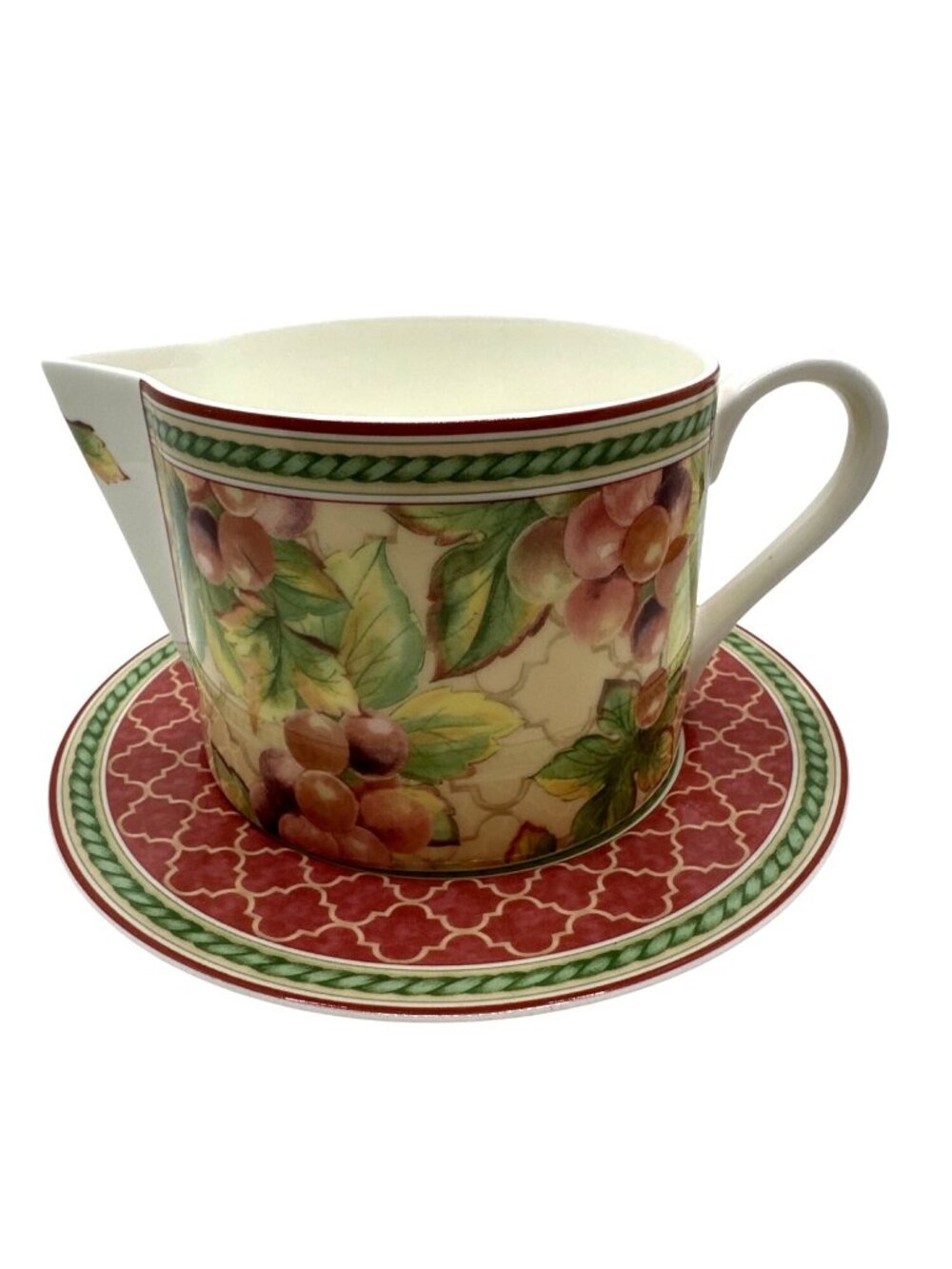Retired Fitz and Floyd Sonoma Gravy Boat 12 oz Creamer Pitcher Grape Leaf Motif - Picture 4 of 15